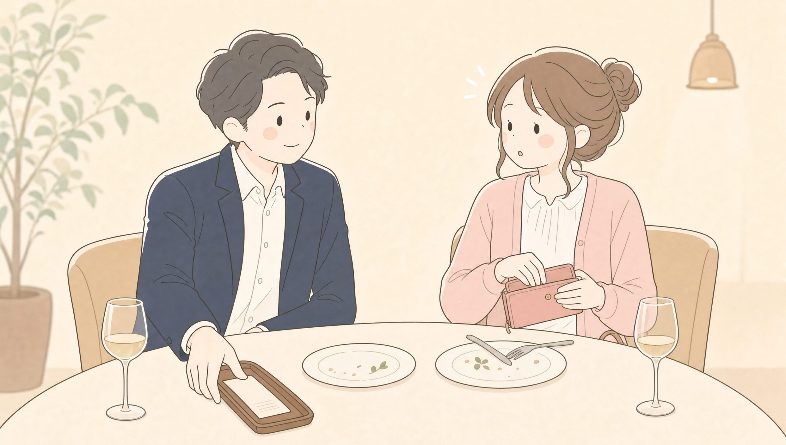 レストランで会計するシーン