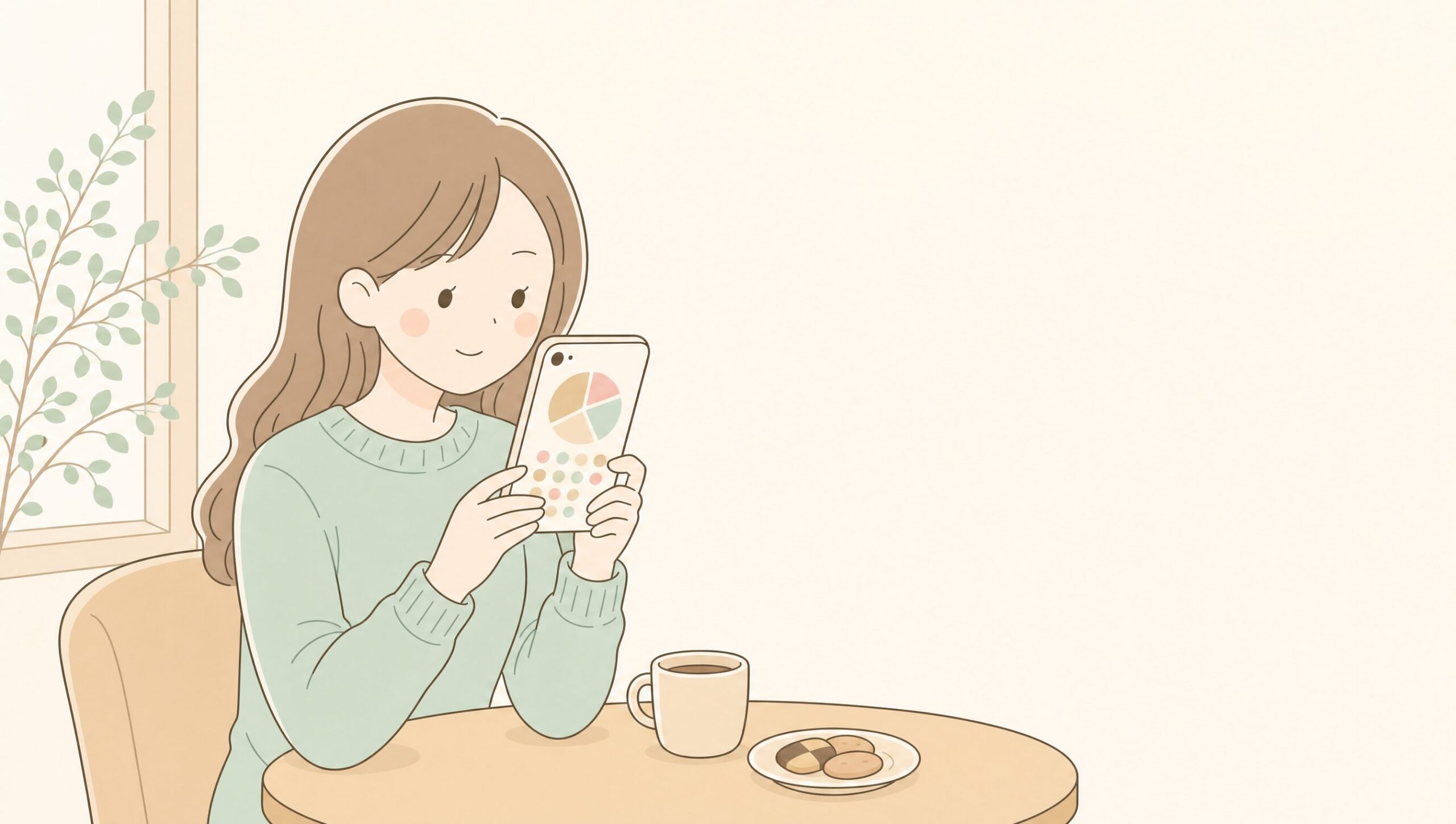 withの性格診断グラフをスマホで分析する看護師