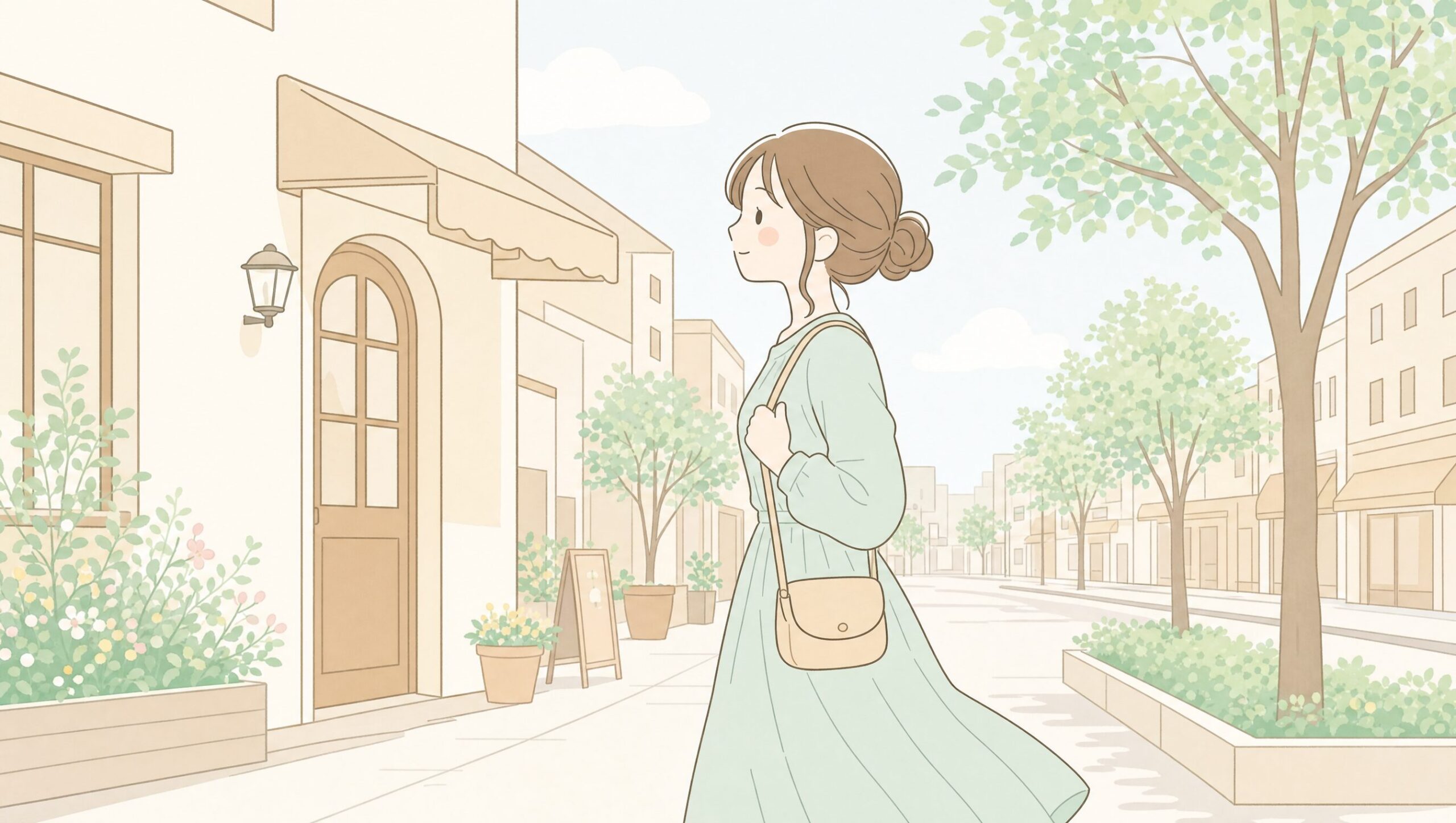 前向きに歩く女性の横顔