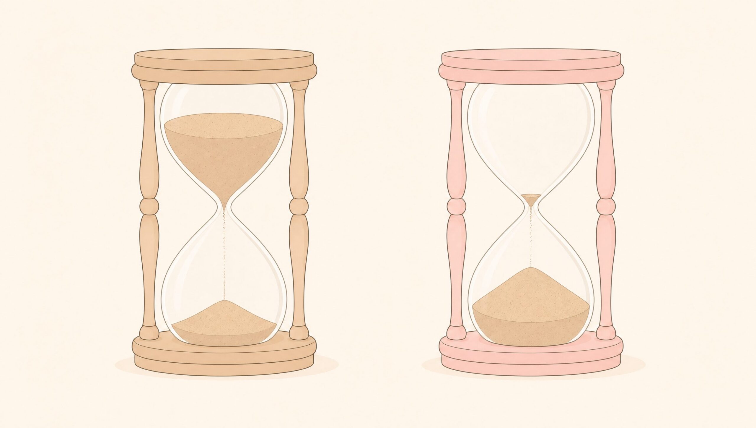 20代と30代の婚活を象徴する2つの砂時計のイラスト